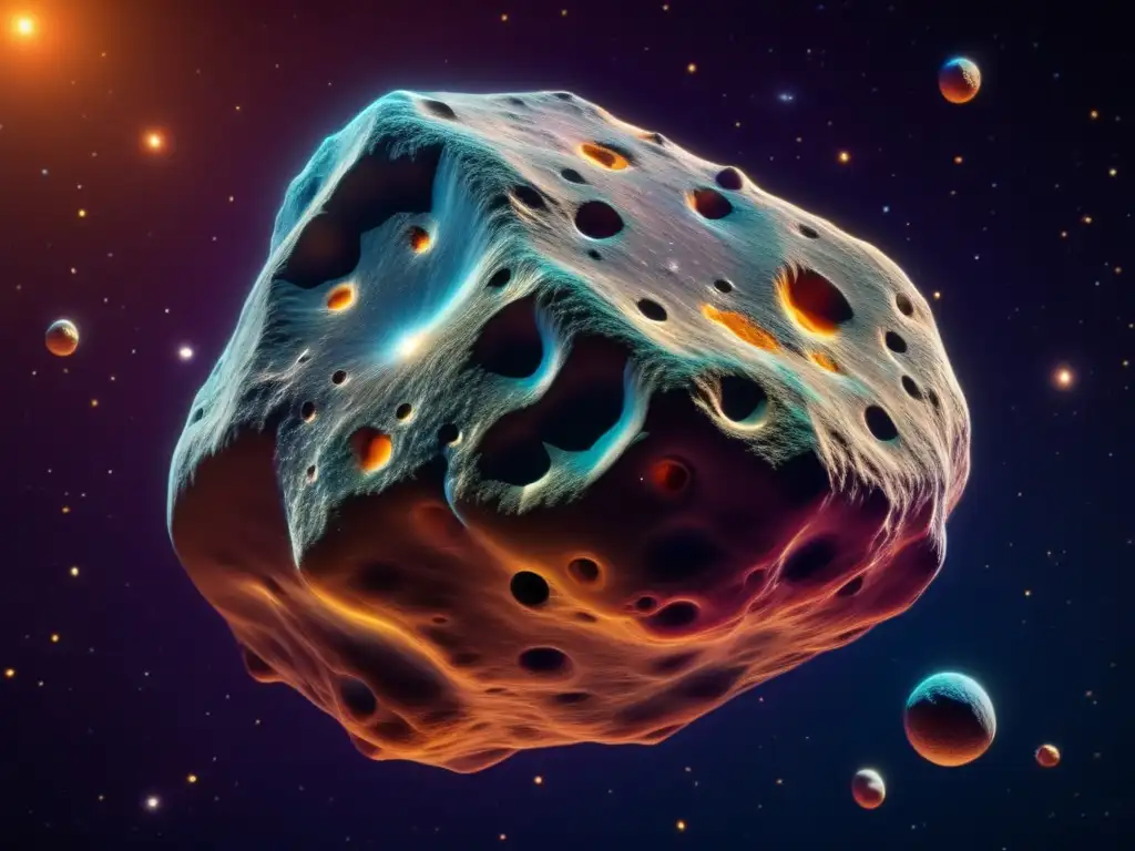 Asteroide 8k: nanopartículas coloridas y texturizadas en el espacio Una increíble imagen en 8k de un asteroide en el espacio, compuesto por nanopartículas coloridas y texturizadas