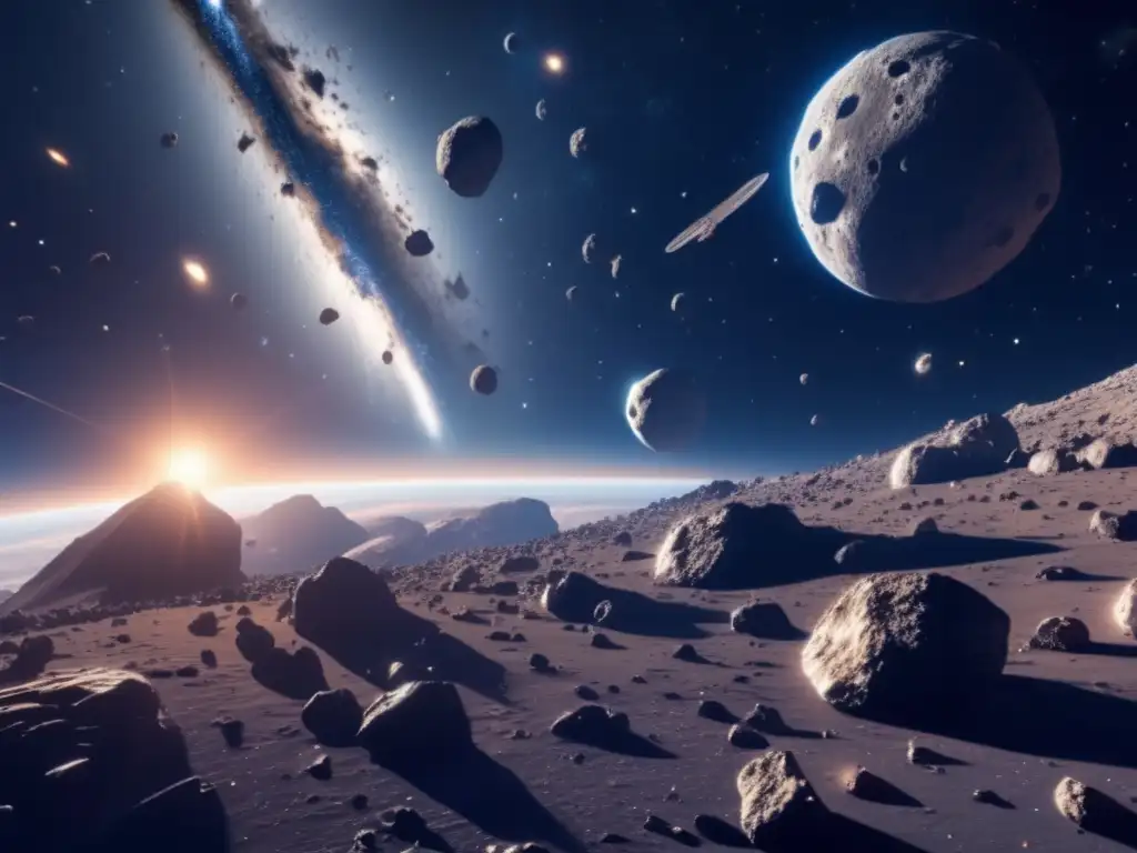 Fascinante campo de asteroides Increíble imagen 8k de un campo de asteroides, muestra la magnitud y belleza de los cuerpos celestes