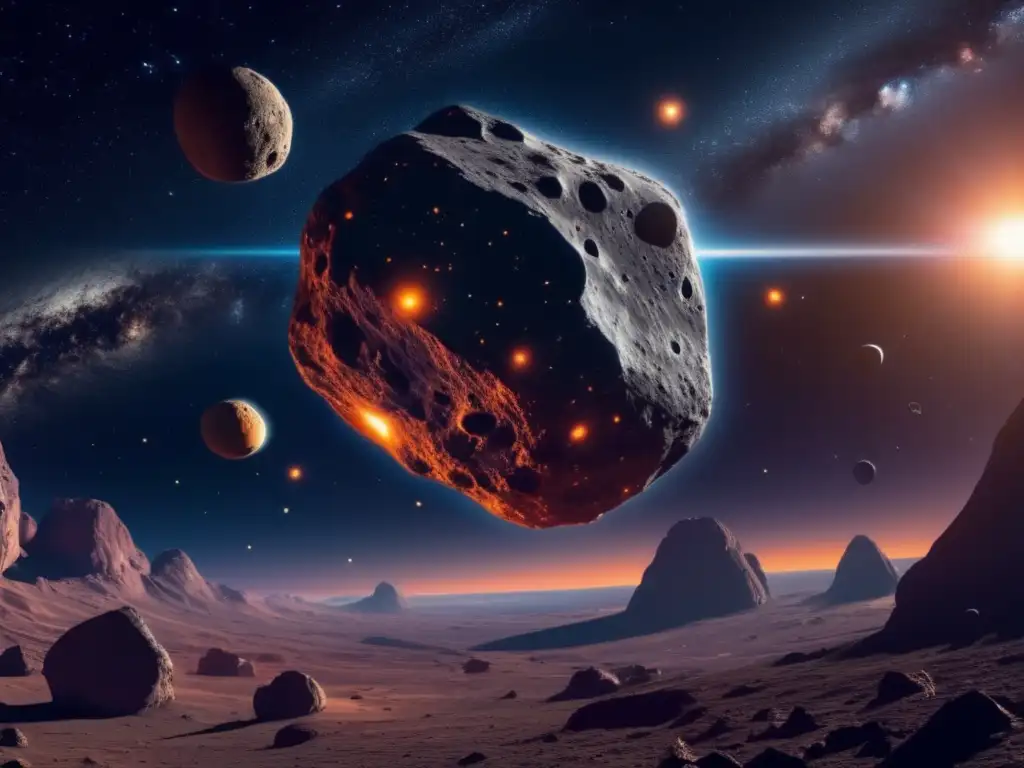 Deslumbrante danza celestial Increíble imagen 8K muestra danza celestial de asteroides y cuerpos celestes