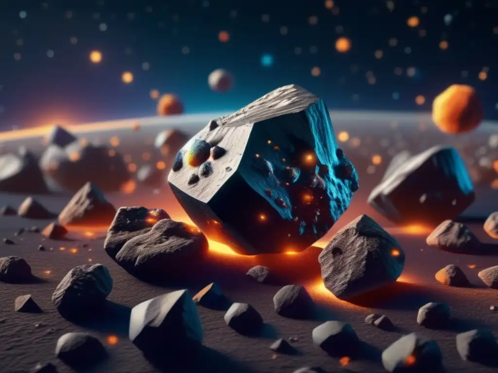Arte cósmico: Asteroides vibrantes Influencia artística de los asteroides: imagen 8k ultradetallada muestra moderna interpretación del fascinante mundo de los asteroides