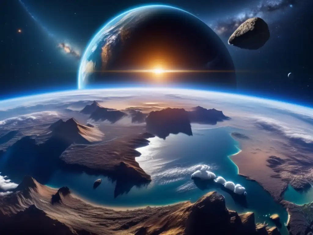 Belleza y peligro: la influencia de los asteroides en el clima Influencia de asteroides en cambio climático: una imagen impactante que muestra la delicada relación entre la Tierra y el universo