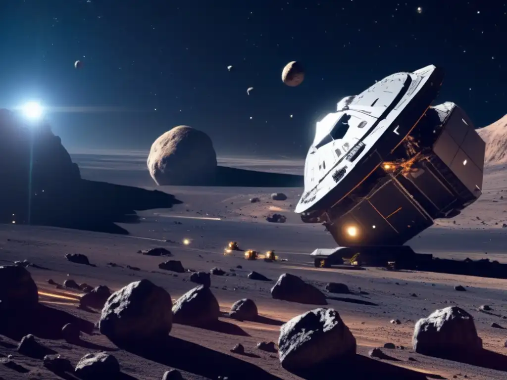 Futuro de la minería de asteroides Influencia asteroides en política exterior: minas, estaciones espaciales y robots extraen recursos en impresionante imagen futurista