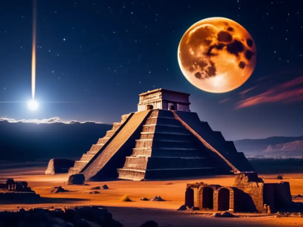 Influencia cultural de los asteroides en una imagen cinematográfica impresionante con un cielo nocturno vasto y una luna llena radiante