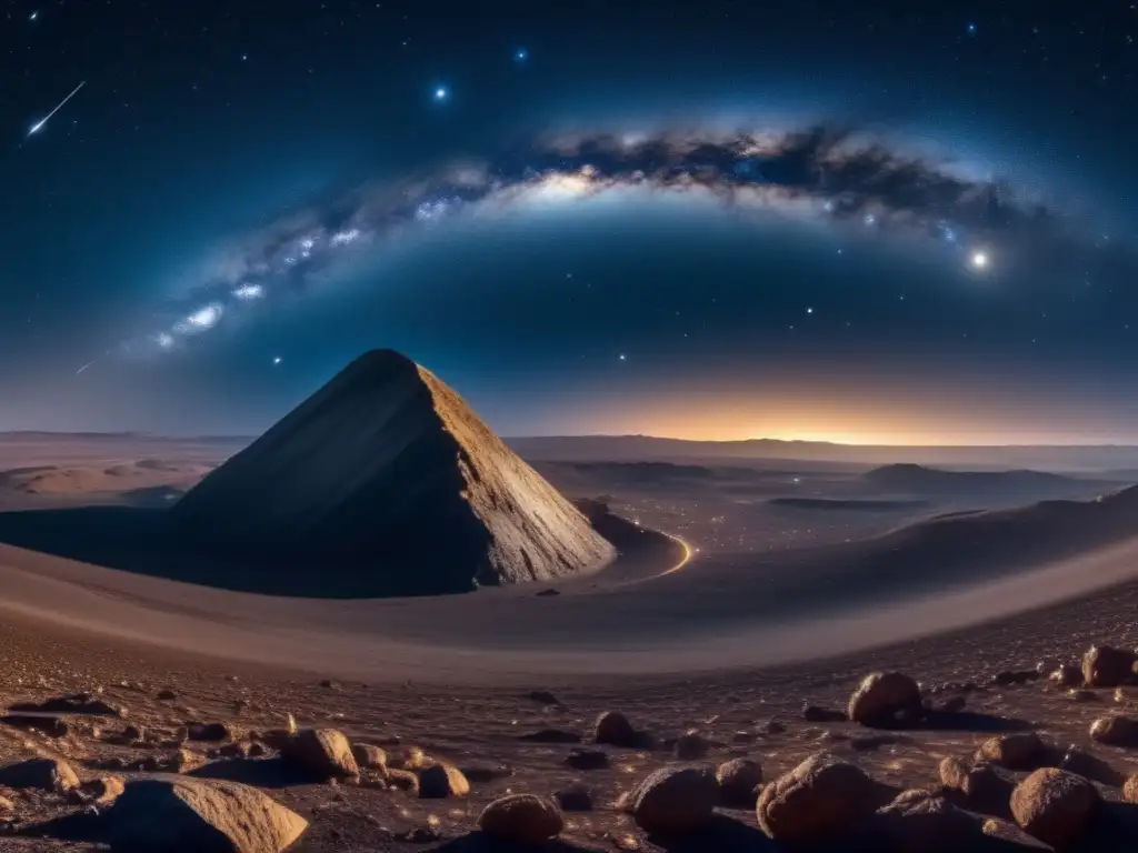 Influencia cultural de los asteroides: noche estrellada, universo infinito, asteroide suspendido, polvo y gas brillantes