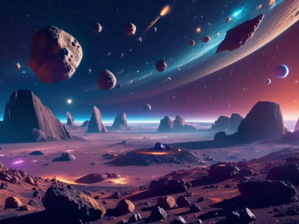 Impresionante campo de asteroides en 8K Influencia histórica clave de asteroides: Impresionante imagen 8K muestra campo de asteroides con texturas y colores vibrantes
