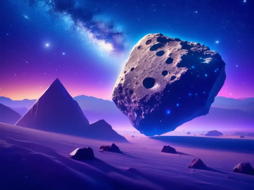 Asteroid estelar: noche infinita, rocas y galaxias Influencia histórica clave de asteroides: noche estrellada con asteroide luminoso, textura rocosa, ambientes místicos y poder celestial
