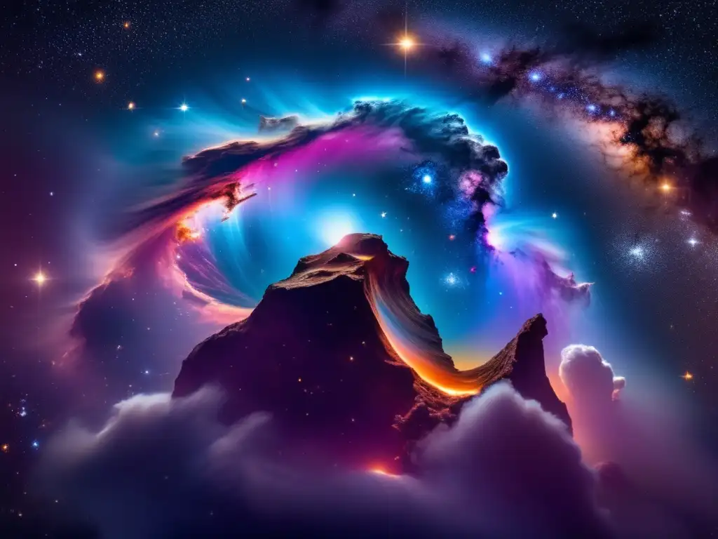 Nebulosa cósmica y asteroide misterioso Influencia mitos modernos asteroi