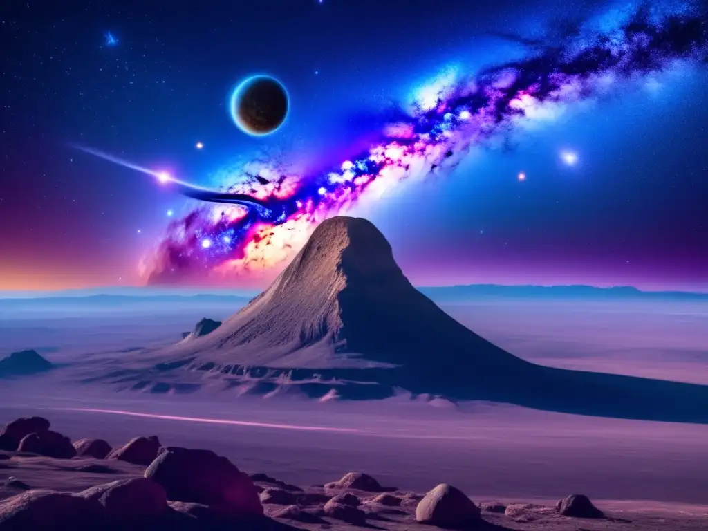 Influencia mitos modernos asteroides: imagen 8K detallada con cielo estrellado