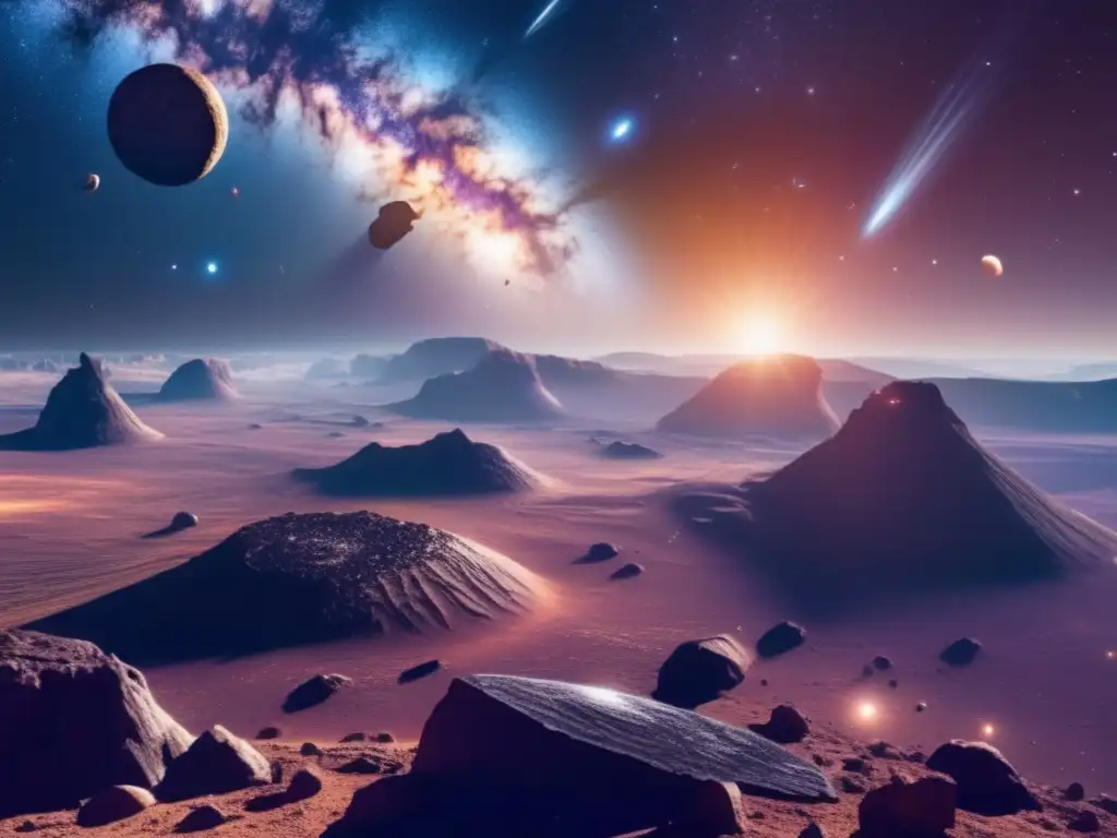 Fascinante cinturón de asteroides en el espacio Influencia del Sol en órbitas asteroides