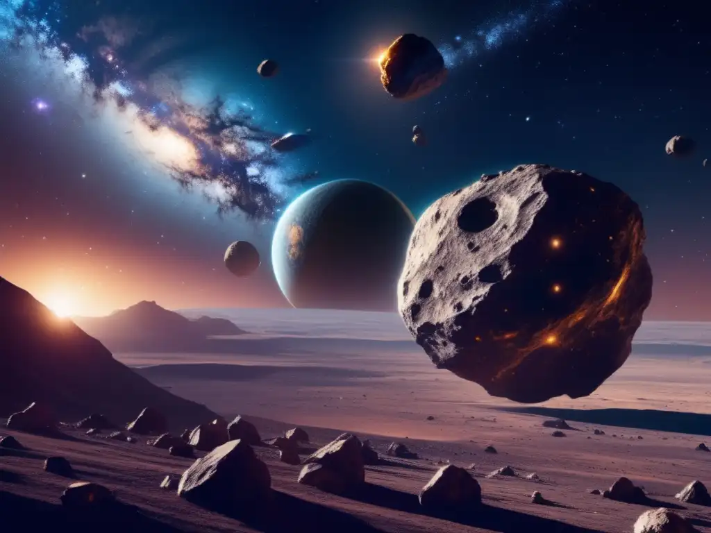 Espacio: Asteroides y minería Iniciativas protección asteroides en imagen minera espacial con tecnología avanzada