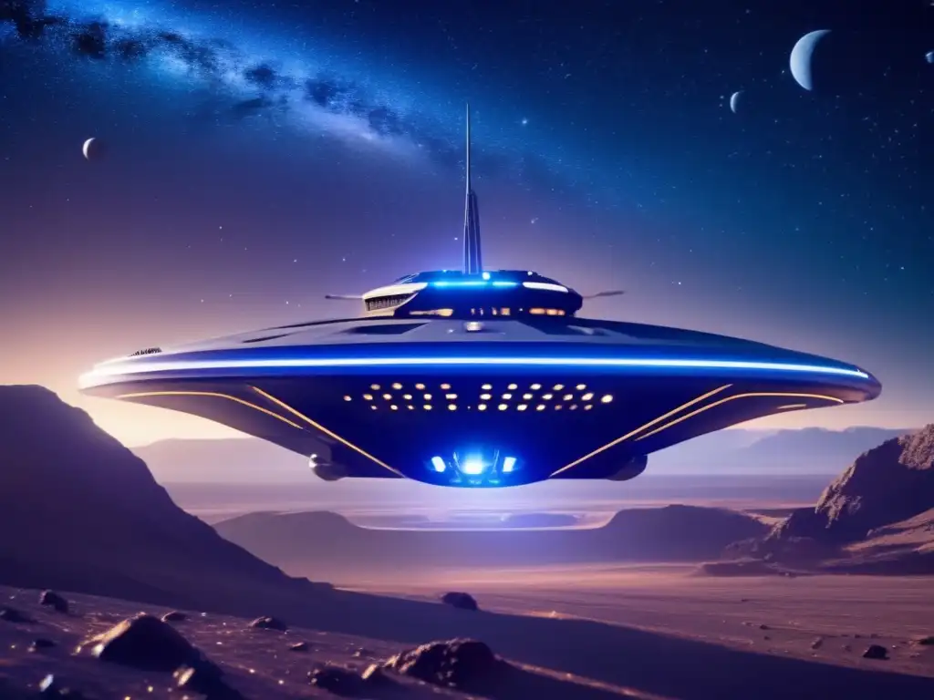 Jurisdicción en minería espacial: nave minera futurista