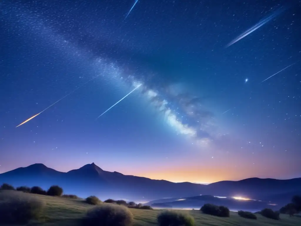 Espectacular noche estrellada con estela de estrella fugaz Jurisprudencia estelar casos históricos: noche estrellada con estela de estrella fugaz, universo misterioso y fascinante