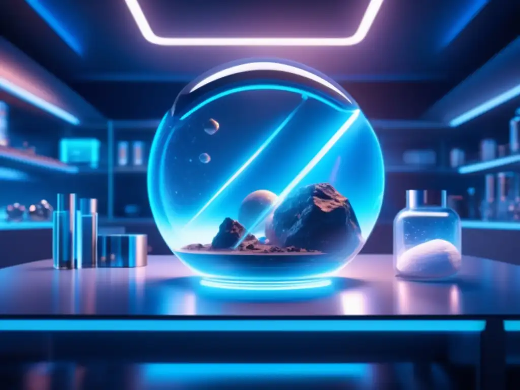 Laboratorio futurista con asteroides medicina moderna