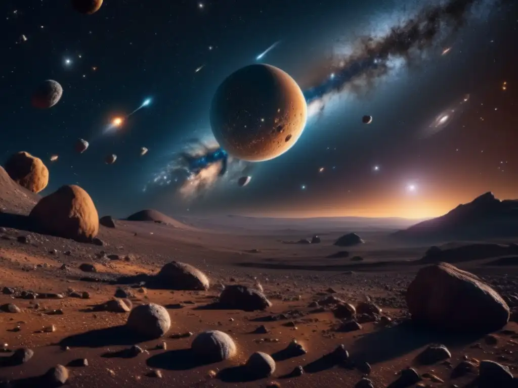 Maravilla del cosmos: asteroides en la noche Lecciones de extinción de dinosaurios por asteroides - Cosmos en 8k muestra la belleza y misterio de los asteroides