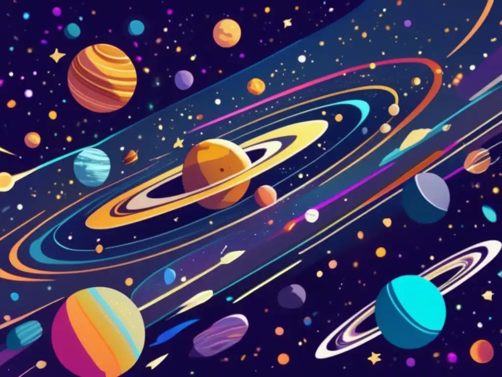 Representación asteroides literatura juvenil en el espacio