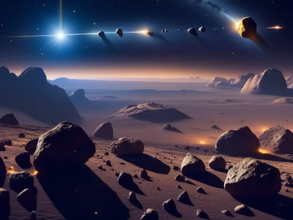 Representación asteroides literatura juvenil en el espacio