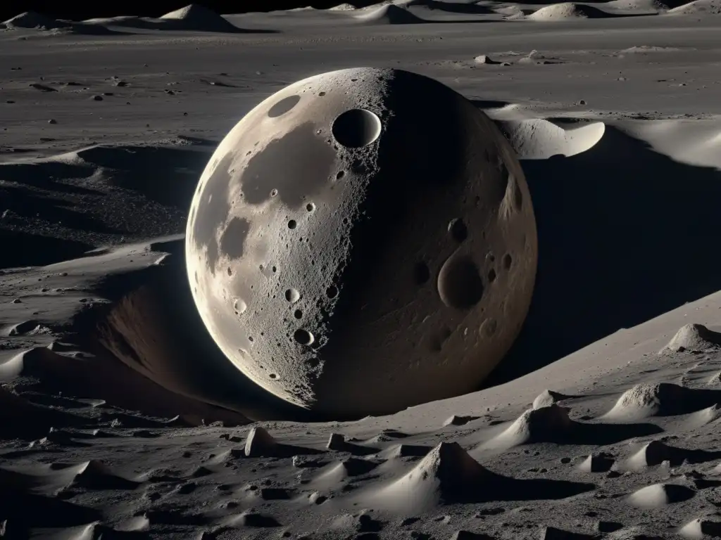 Superficie lunar en detalle Conexión lunar asteroides basálticos: la belleza y misterio de la luna y los asteroides en una imagen 8k ultradetallada