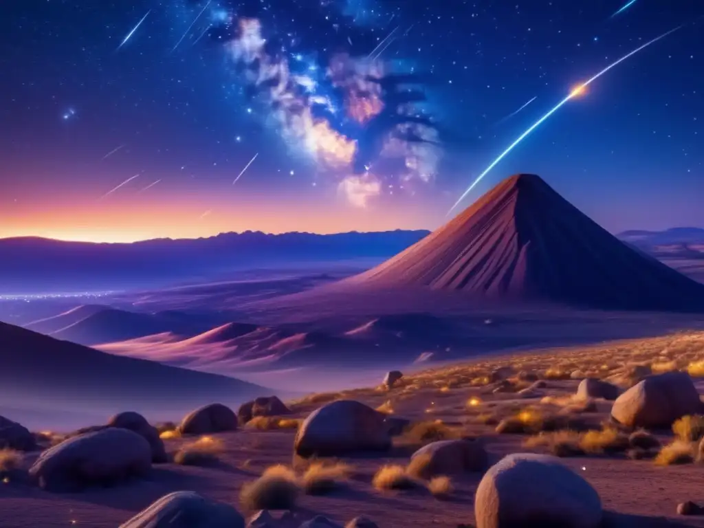 Maravilloso cielo estrellado con lluvia de meteoros Maravillosa imagen del cielo nocturno con lluvia de meteoros, asteroides y seminarios web sobre astrobiología y asteroides