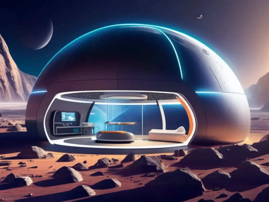 Medidas seguridad hábitats asteroidales: cúpula transparente, protección radiación, gravedad artificial, soporte vida, jardines hidropónicos