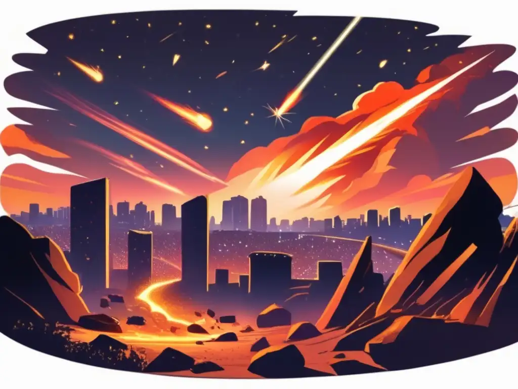Caos celestial: meteóridos y pánico Meteoritos en la cultura popular: impacto apocalíptico en el cielo, caos y destrucción, miedo y asombro