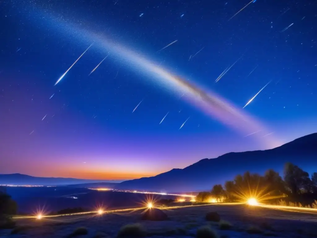 Lluvia de meteoros: Un espectáculo deslumbrante Meteoritos en cultura popular: impresionante imagen de una lluvia de meteoritos iluminando el cielo nocturno