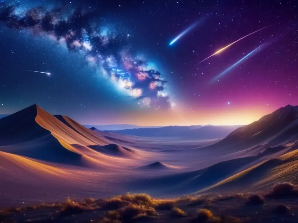 Espectacular lluvia de meteoritos en el espacio Meteoritos: Secretos cósmicos revelados en impresionante imagen 8k