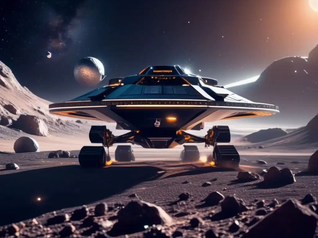 Minado de asteroides cercanos: operación espacial futurista con tecnología avanzada de extracción de recursos