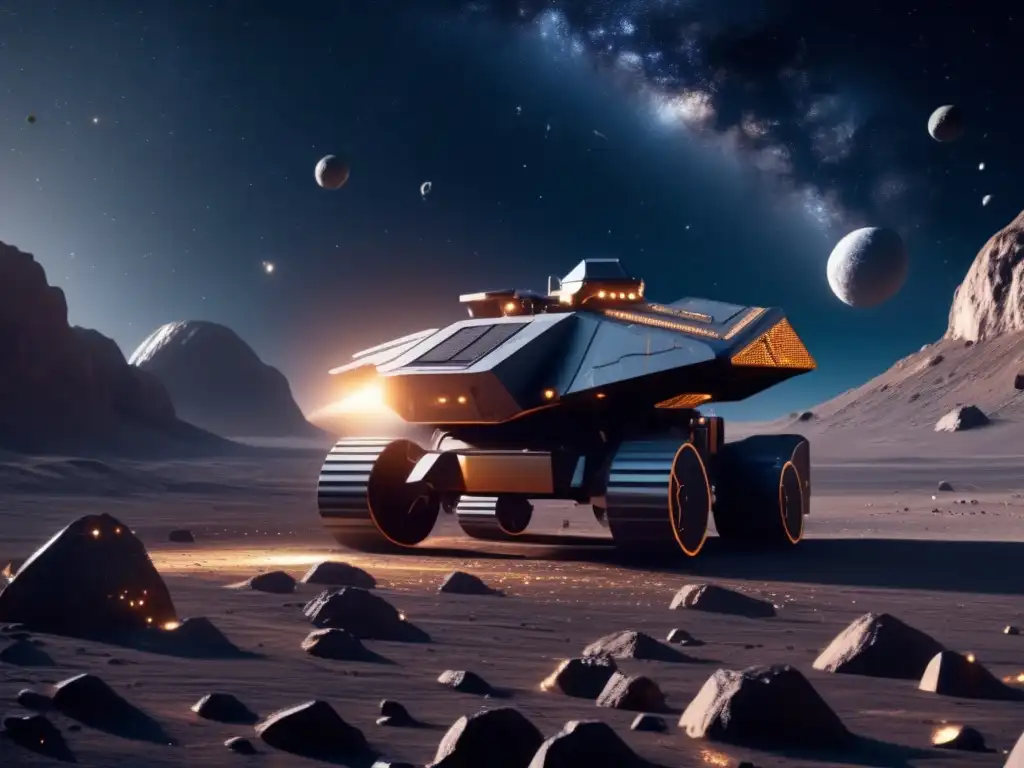 Minería espacial futurista en asteroide Operación minera en asteroide: Debate legal minería asteroides