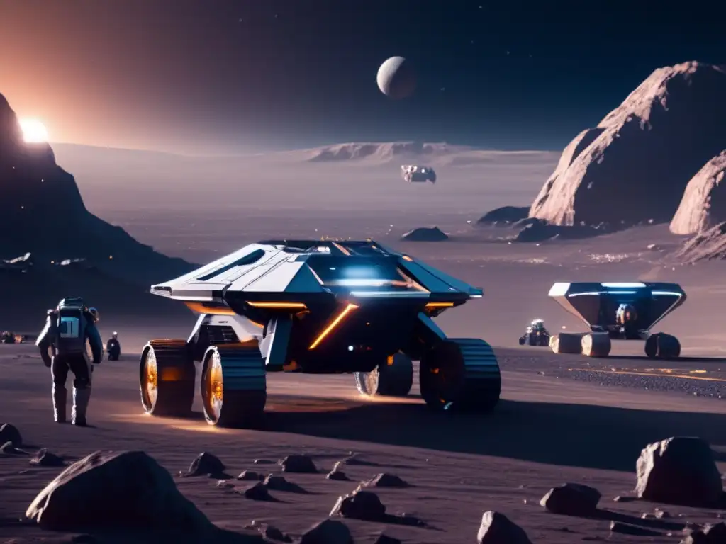 Minería futurista en asteroide Extracción minera de asteroides con tecnologías emergentes