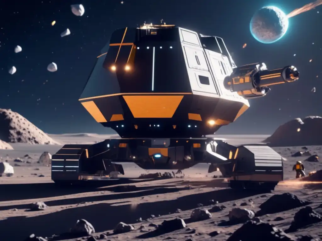 Operación minera espacial futurista en asteroide Operación minera espacial en un asteroide: Importancia del turismo espacial y reutilización de recursos (110 caracteres)