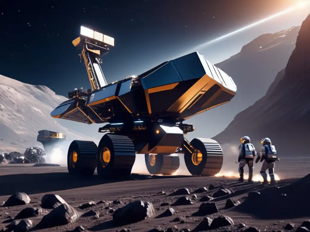 Mineria espacial futurista en asteroide Operación minera espacial futurista en asteroide: Mina valiosos recursos y tecnología avanzada (Evaluación riesgo colisión asteroides)