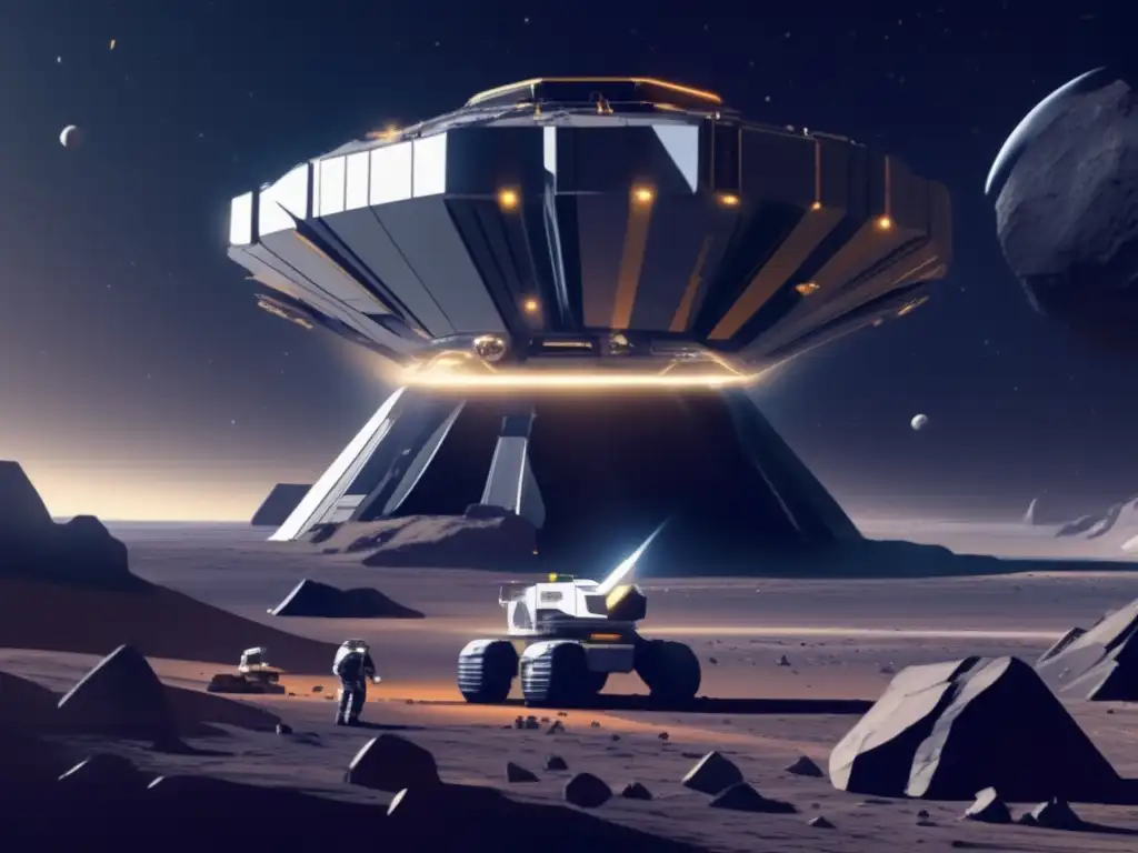 Operación minera espacial futurista en un asteroide - Exploración y mapeo de asteroides
