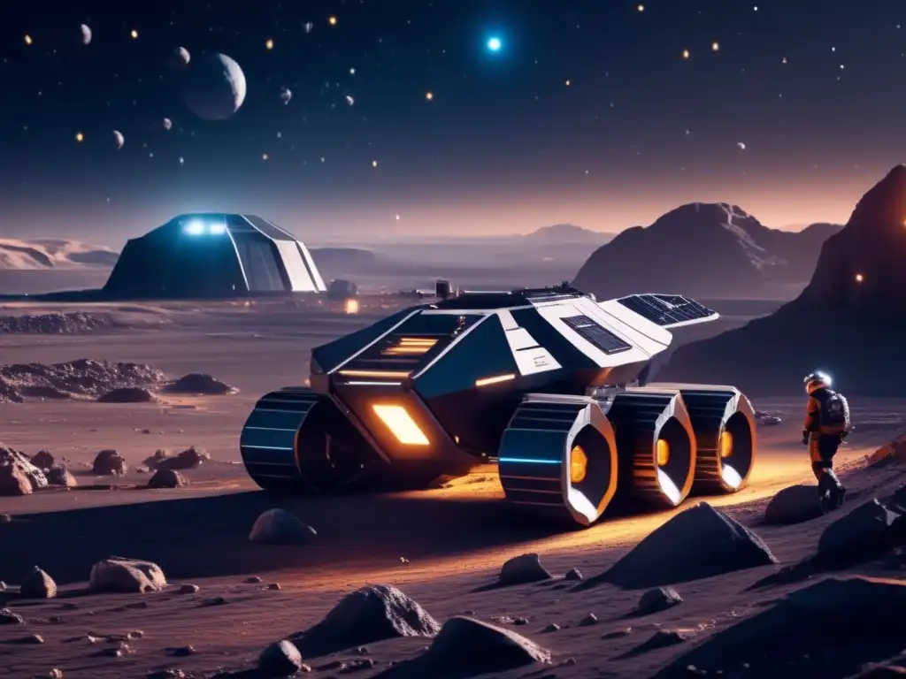 Futuro minero en asteroide Operación minera futurista en asteroide: escasez de metales en la Tierra