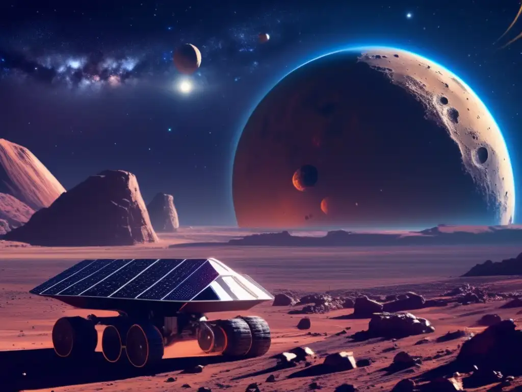 Minería de asteroides: hitos históricos - Vista impresionante de la extracción de recursos en un asteroide