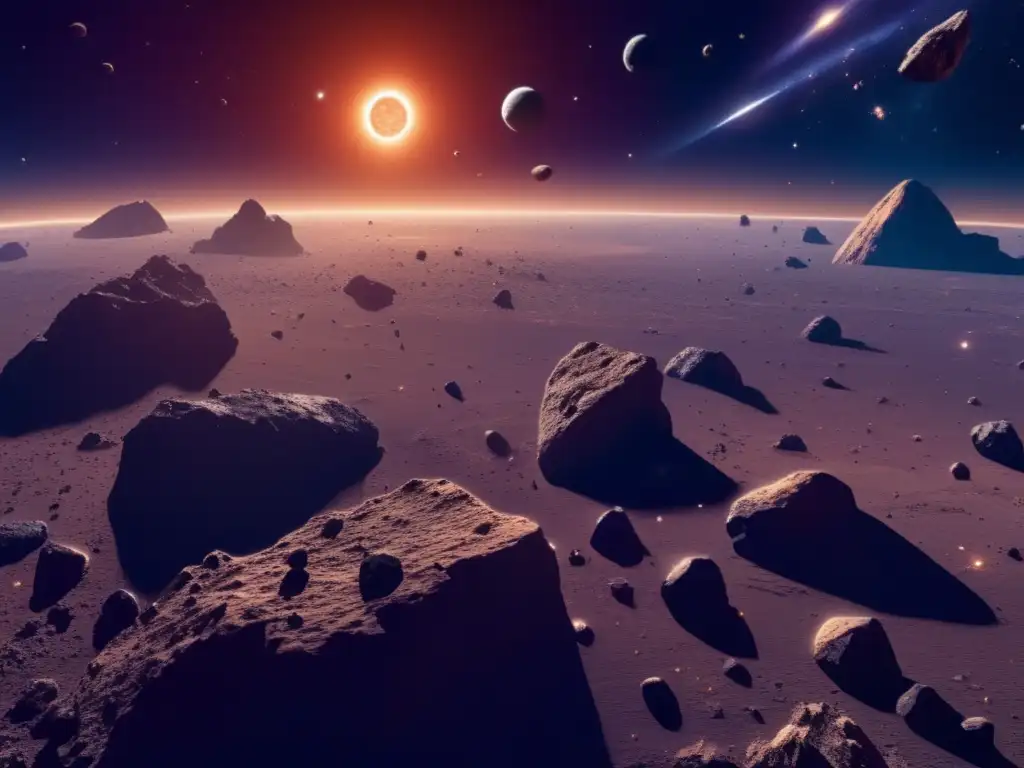Aprende sobre minería de asteroides interactiva en un impresionante paisaje espacial con asteroides detallados