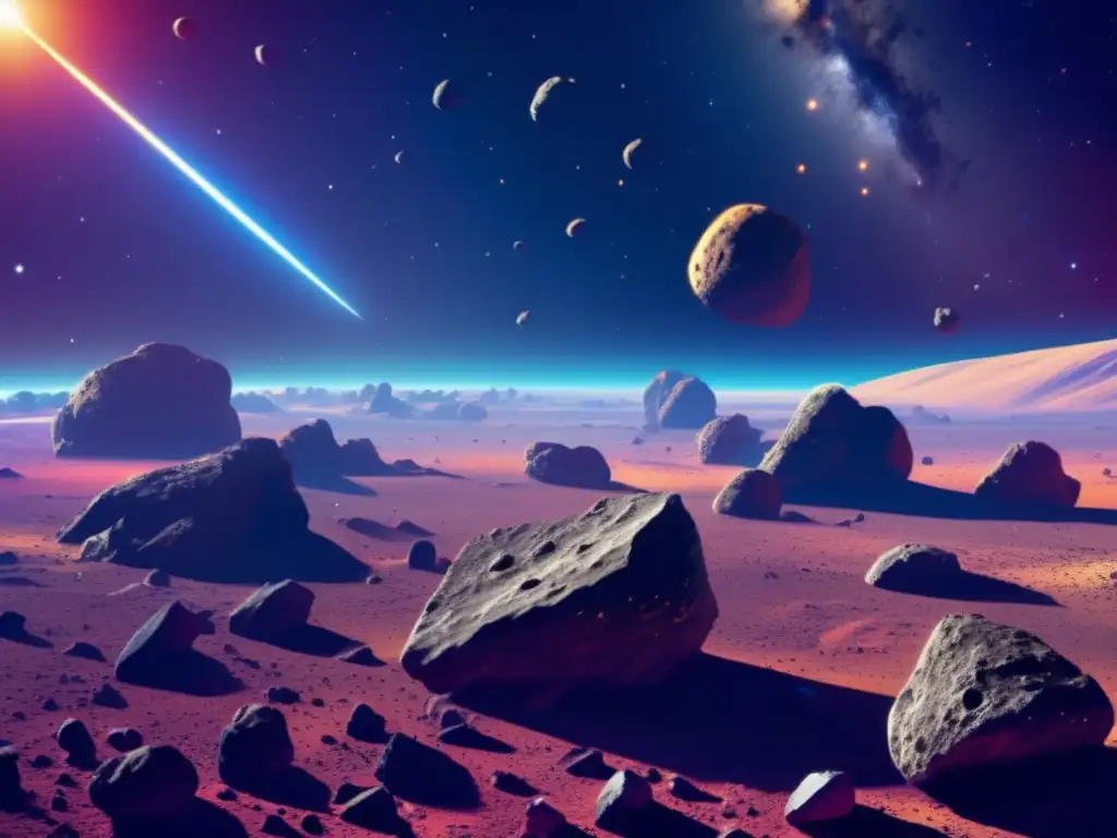 Impresionante campo de asteroides en el espacio Minería de asteroides y ley espacial: Impresionante imagen de un campo vasto de asteroides en el espacio
