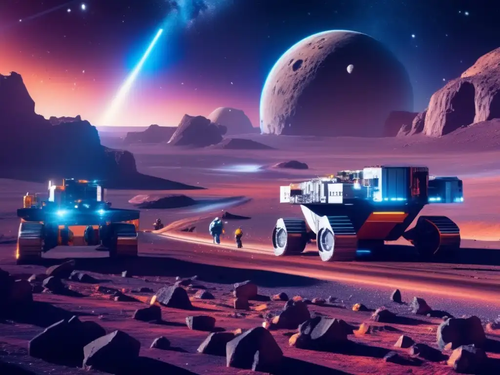 Minería de asteroides: oportunidades y desafíos en un paisaje cósmico futurista de extracción de recursos valiosos