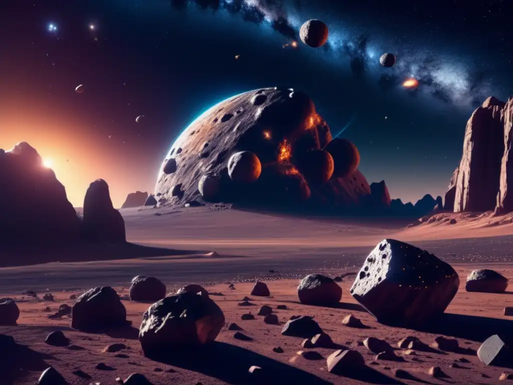 Paisaje espacial con asteroides flotando Minería de asteroides: redefiniendo poder económico