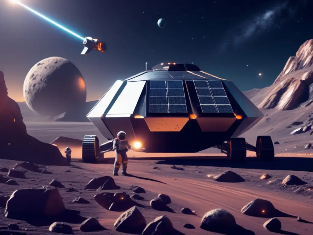 Futuro minero espacial Minería de asteroides rentable en un futuro espacial con robots y astronautas en equipos avanzados