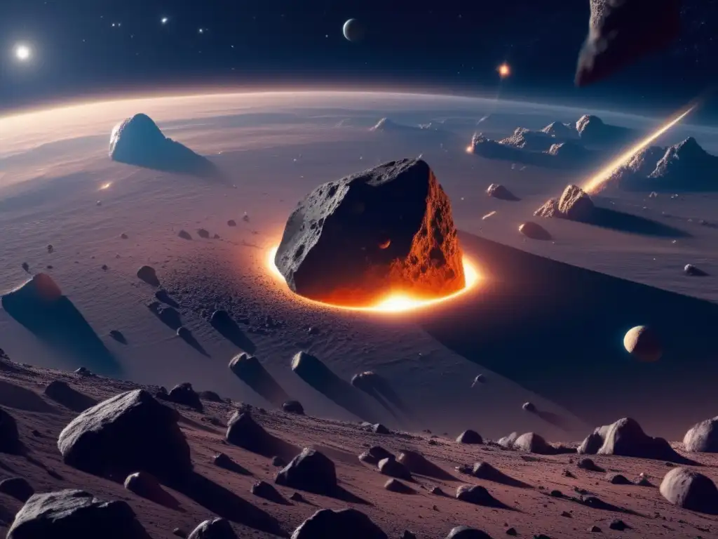 Imagen de asteroide en el espacio sideral Minería de asteroides: Transporte y procesamiento de materiales espaciales