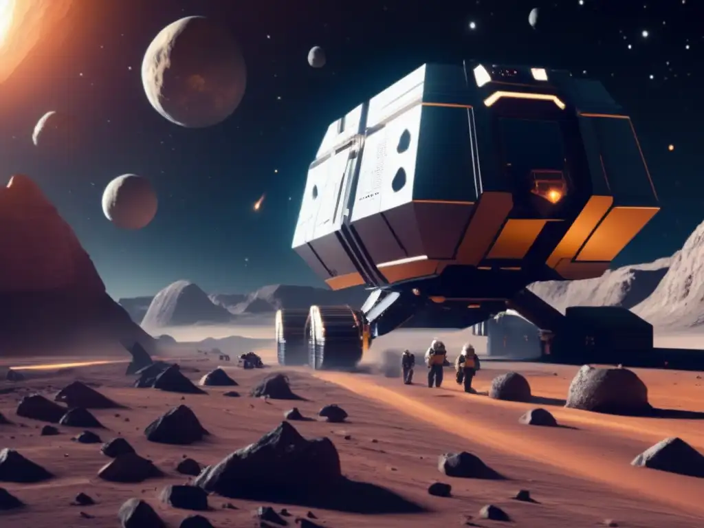Minería espacial Minería espacial asteroides troyanos: Futurista operación de extracción de recursos en un asteroide masivo