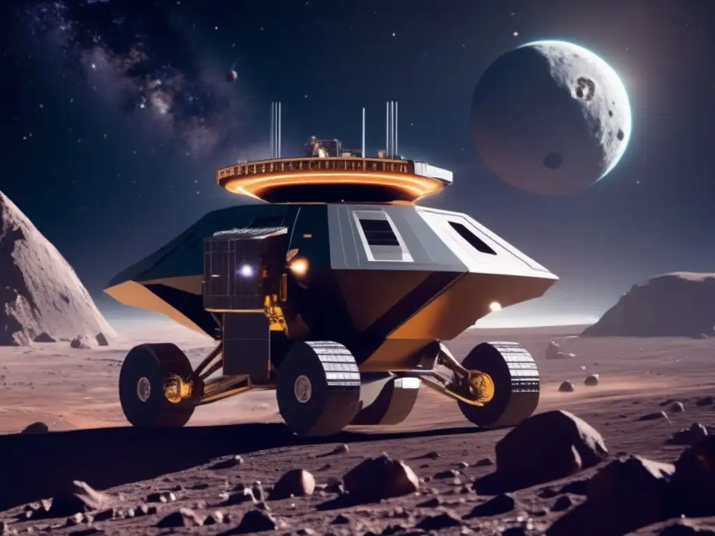 Minería espacial: Beneficios reales en una imagen futurista de alta resolución