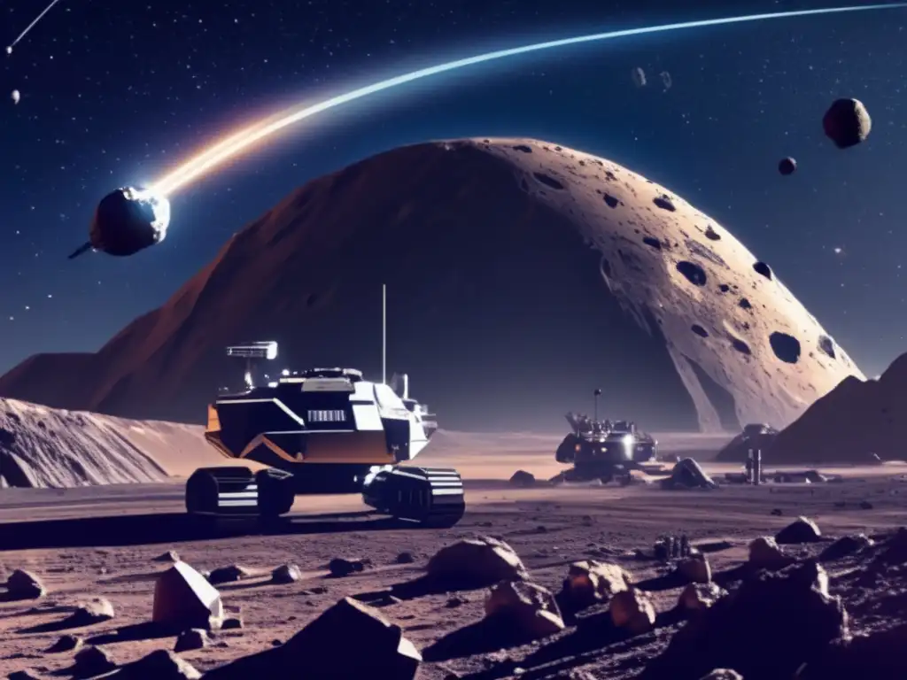 Minería espacial futurista en asteroide Min