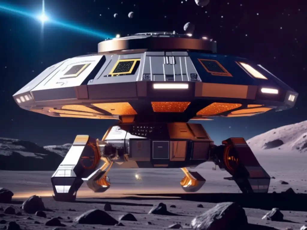 Futuro minero espacial en asteroide Minería espacial: Máquinas para asteroides con tecnología avanzada