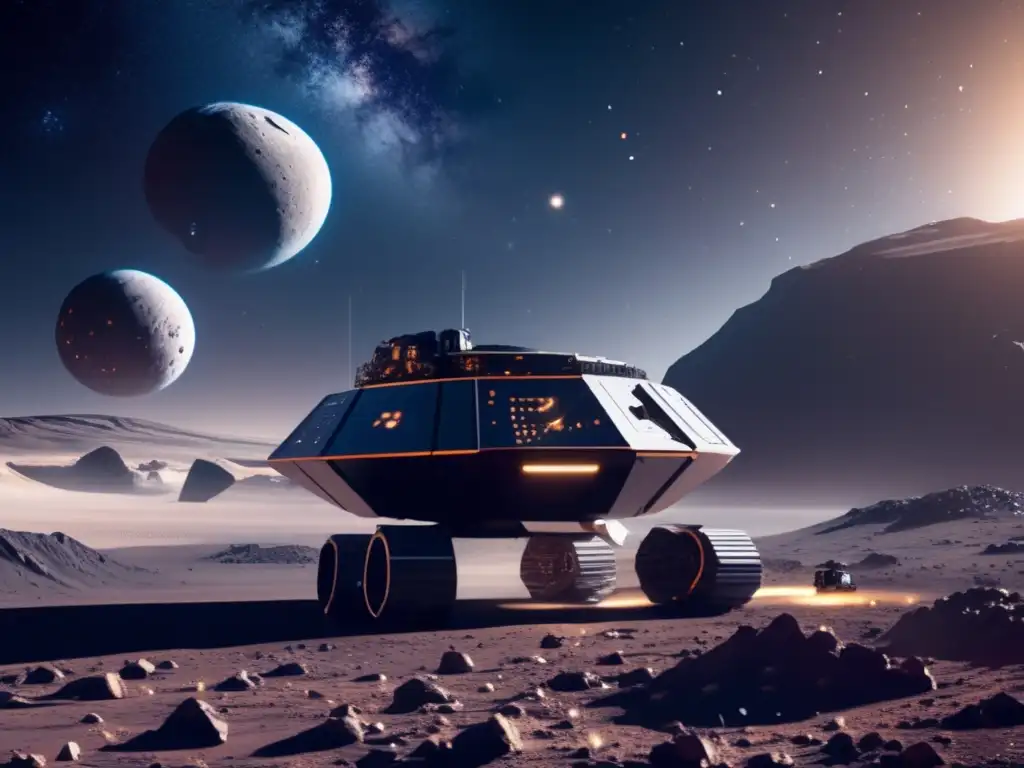 Futurista operación minera en el espacio Minería espacial: Máquinas para asteroides en acción