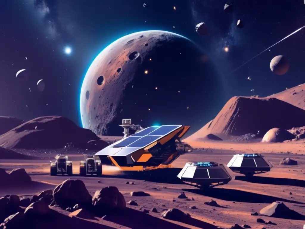 Minería espacial sostenible: Futurista operación minera en asteroides Minería espacial sostenible: Recursos minerales en asteroides