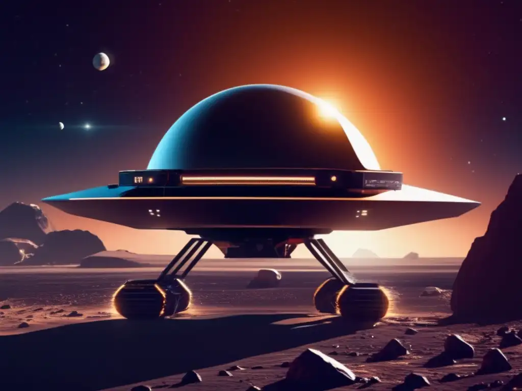Exploración autónoma de asteroides Robótica autónoma en misiones asteroides: sonda futurista explorando un asteroide, tecnología vanguardista y vastedad del espacio