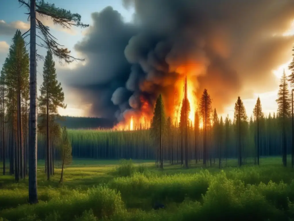 Explosión impactante en el bosque de Tunguska Explorando el misterio del evento de Tunguska: una imagen impactante de la explosión en el bosque en 1908