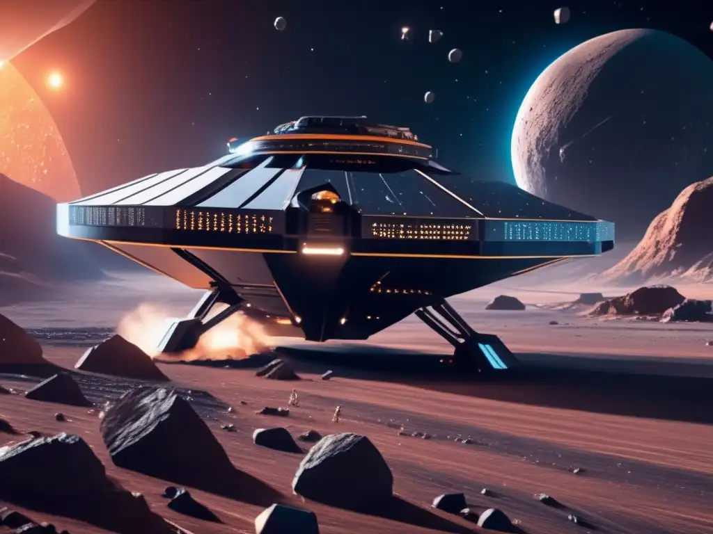 Operación minera espacial futurista Explorando el misterio del evento de Tunguska en un sorprendente paisaje espacial minero