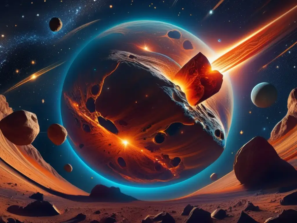 Misterios celestiales y culturas antiguas Mitos y leyendas de asteroides en la Antigüedad: un espectáculo celestial con deidades, colores vibrantes y sabios astrónomos